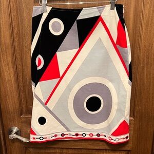 Emilio Pucci Red Geometric Pencil Skirt